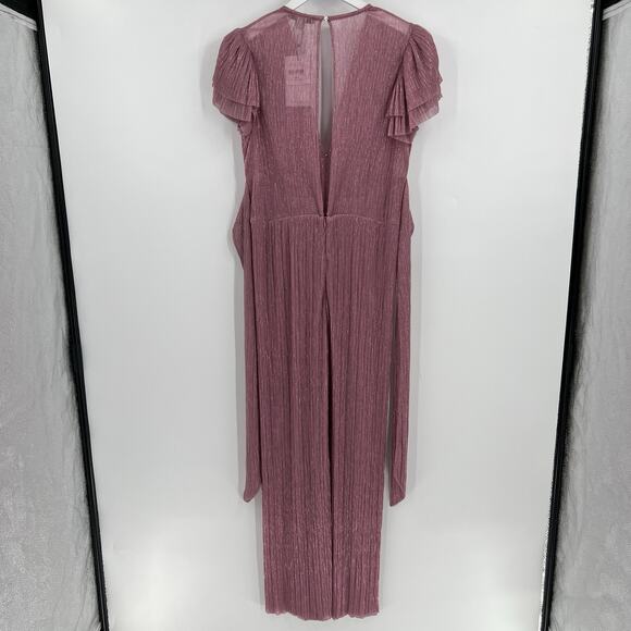 Sabina Musayev Donni Metallic Jumpsuit Antique Rose Pink Wide Leg Size Large NWT - Picture 6 of 9